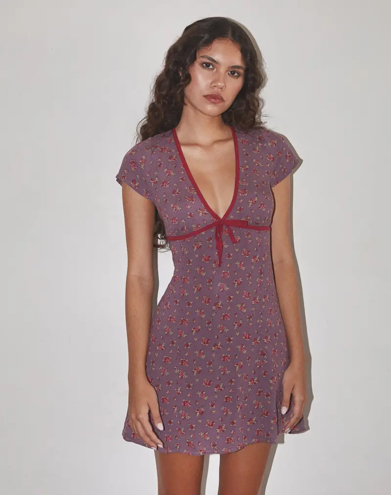 Vaiso Mini Dress In Flowing Rose Deep Purple 1