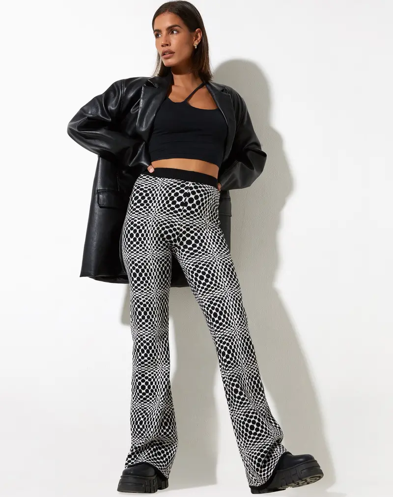 Yuana Trouser In Optic Monochrome Square Black And White 1