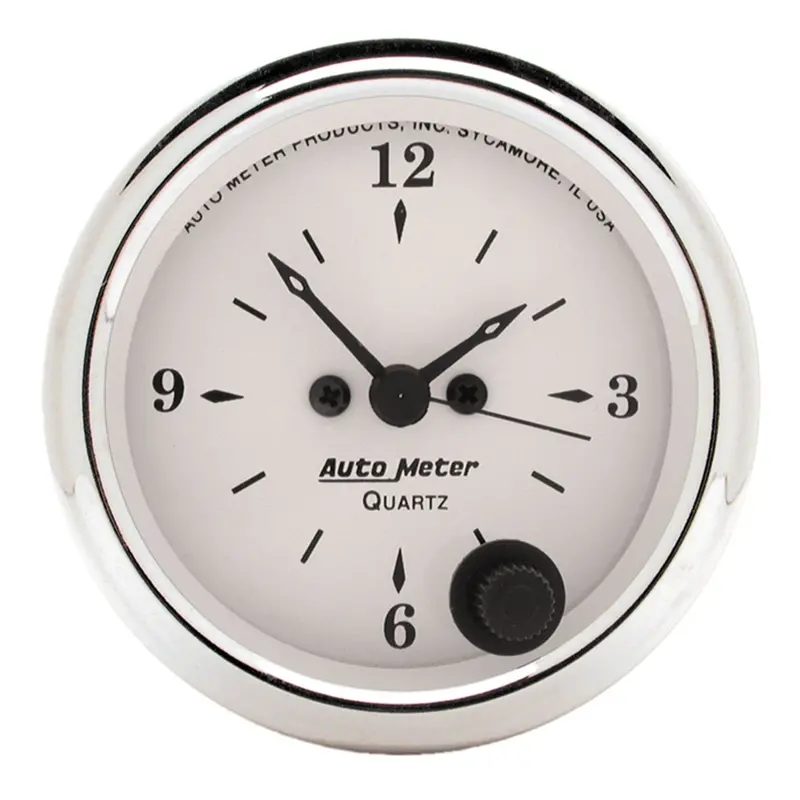 Autometer 1686 2-1/16" Analog Clock Gauge – Old Tyme White Dial Design 1