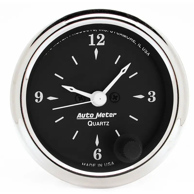 Autometer 1785 Vintage-Style 2-1/16" Analog Clock Gauge – Old Tyme Black Face 1