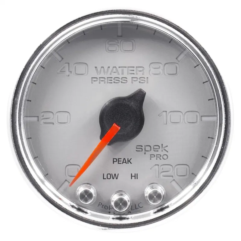 Autometer Water Pressure Gauge – 2-1/16" Dial, 120 Psi, Stepper Motor With Peak Hold & Warning 1