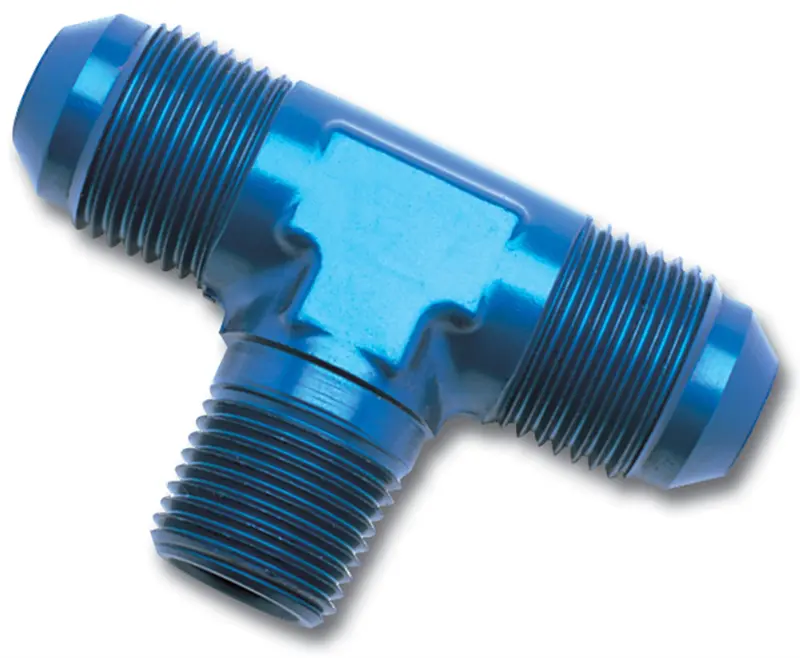 Russell 660150 Blue Anodized Flare-To-Pipe Tee – -12An, 3/4" Pipe Size 1