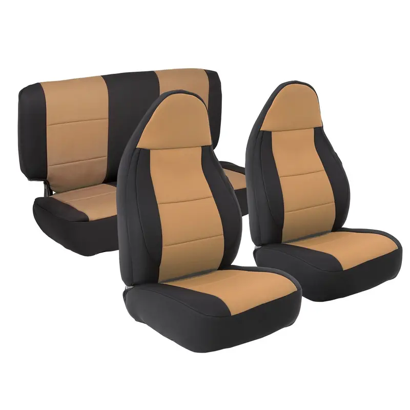 Smittybilt 471325 Neoprene Seat Covers For 2003–2006 Jeep Wrangler Tj – Tan, Front & Rear Set 1