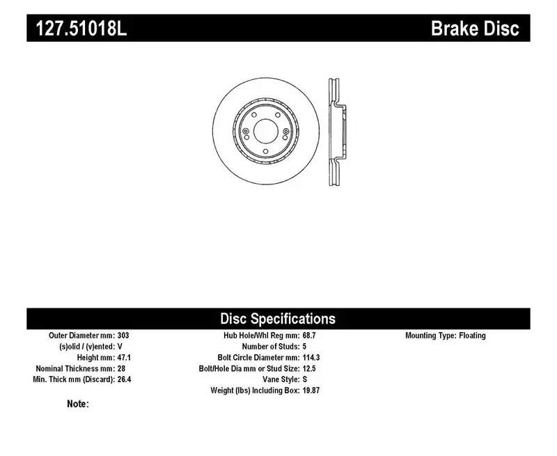 Stoptech 127.51018L Front Left Sport Drilled & Slotted Brake Rotor 1