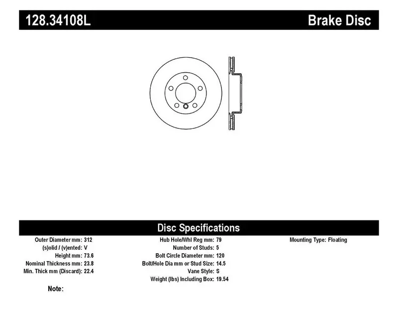 Stoptech 128.34108L Front Left Cross-Drilled Performance Brake Rotor 1