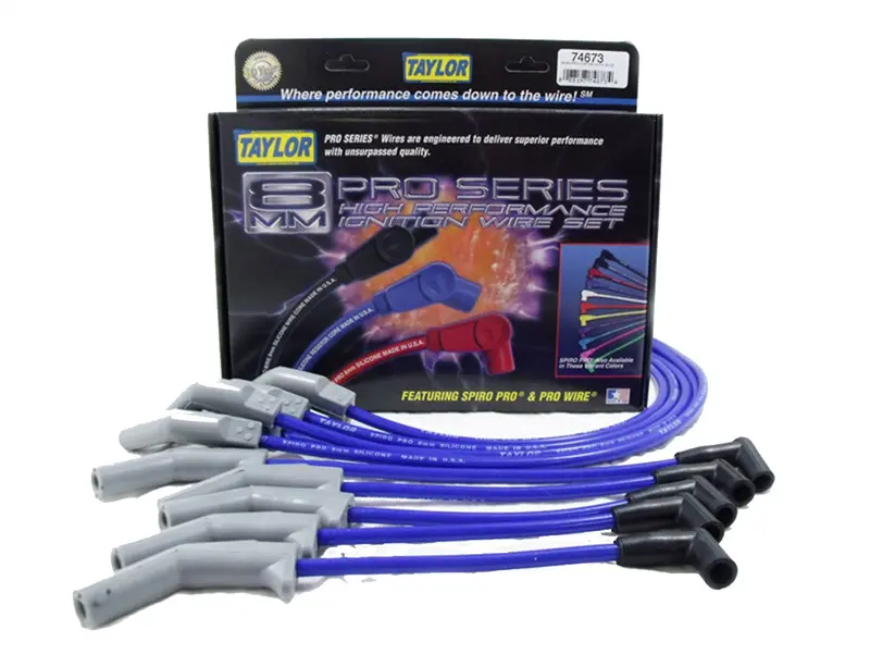 Taylor Cable 74673 8Mm Spiro-Pro Ignition Wire Set – Blue, Oe-Style Boots, 9.5" Length 1